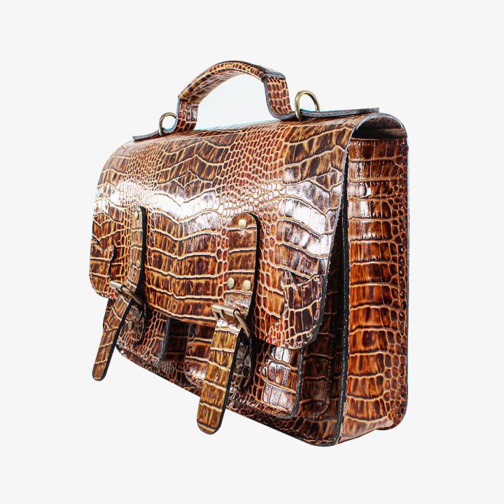 Erkek Hand Made Dana Derisi Evrak Çantası Crocodille