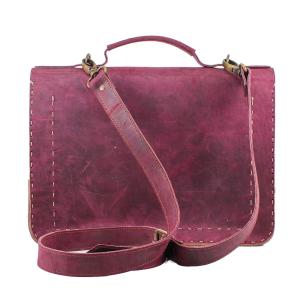 Erkek Hand Made Dana Derisi Evrak Çantası Bordo