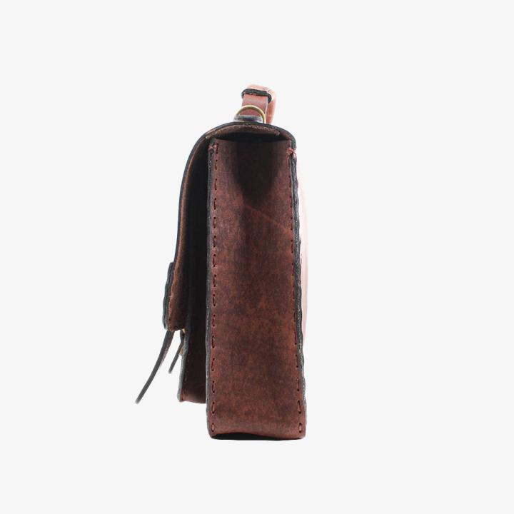 Erkek Hand Made Dana Derisi Evrak Çantası Fındık Kahve