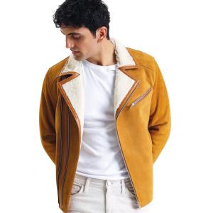 Avior Erkek Kuzu Kürkü Hardal Renk - Slim Fit
