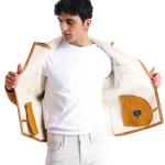 Avior Erkek Kuzu Kürkü Hardal Renk - Slim Fit