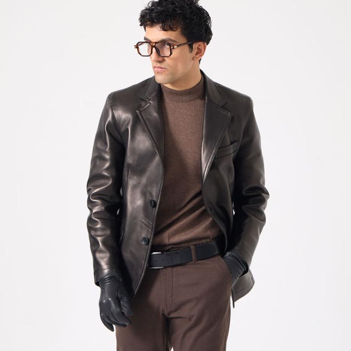 Jaka Erkek Deri Blazer Ceket - Siyah