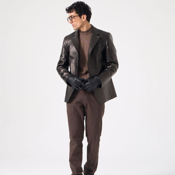 Jaka Erkek Deri Blazer Ceket - Siyah