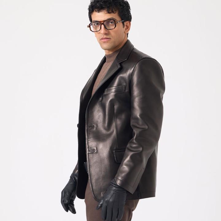 Jaka Erkek Deri Blazer Ceket - Siyah