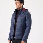Maroon Erkek Kapüşonlu Deri Mont - Lacivert