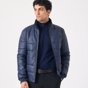 Scape Erkek Deri Şişme Mont Lacivert