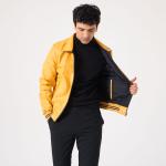 YellowRain Erkek Süt Danası Deri Mont + Yağmurluk - Sarı / Siyah