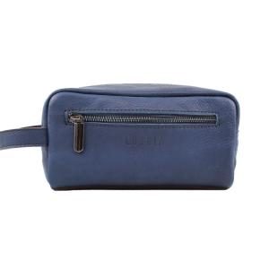 HandBag Lacivert Deri Erkek Traşlık Çantası