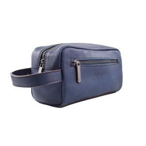 HandBag Lacivert Deri Erkek Traşlık Çantası