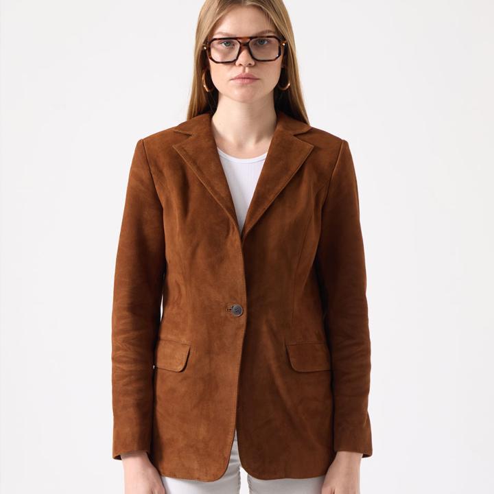 Luena Kadın Süet Blazer Ceket - Tarçın