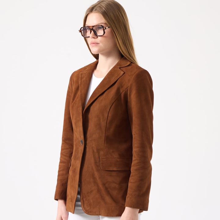 Luena Kadın Süet Blazer Ceket - Tarçın