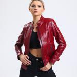 Spica Kadın Bordo Deri Mont Slim Fit
