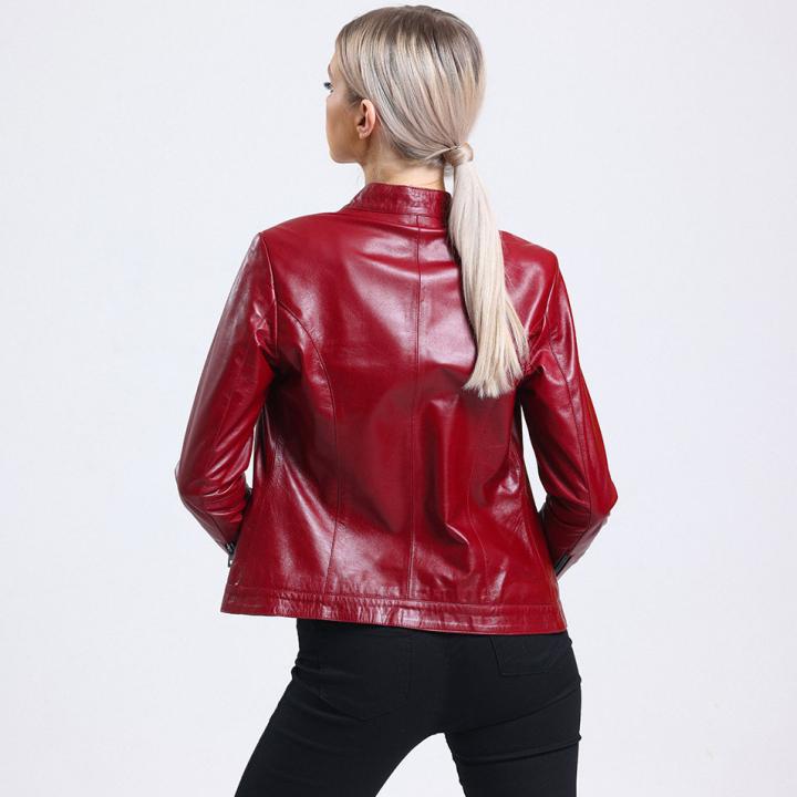 Spica Kadın Bordo Deri Mont Slim Fit