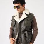 Blagie Unisex Kuzu Kürkü Yelek - Yeşil
