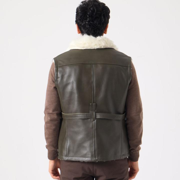 Blagie Unisex Kuzu Kürkü Yelek - Yeşil