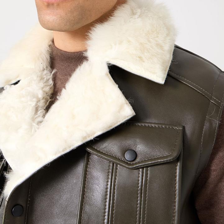 Blagie Unisex Kuzu Kürkü Yelek - Yeşil