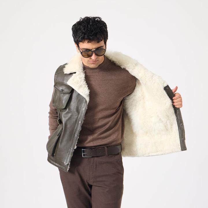 Blagie Unisex Kuzu Kürkü Yelek - Yeşil